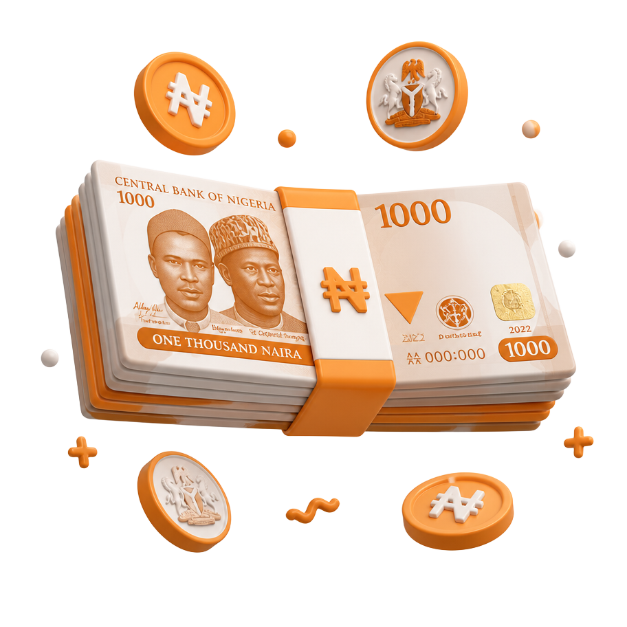 3D naira notes rotating as you scroll