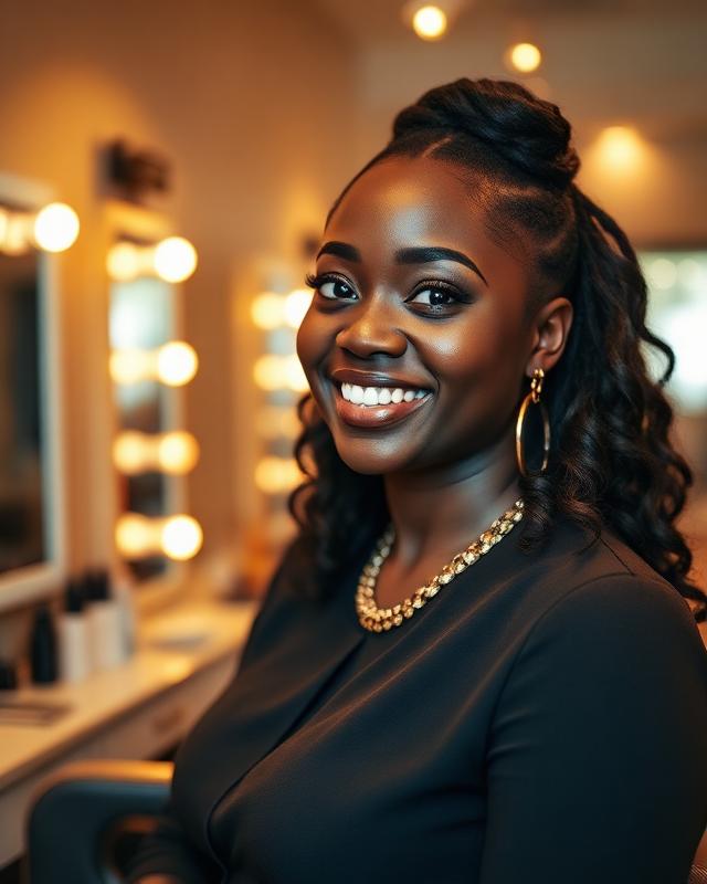 Nigerian salon owner in her beauty studio